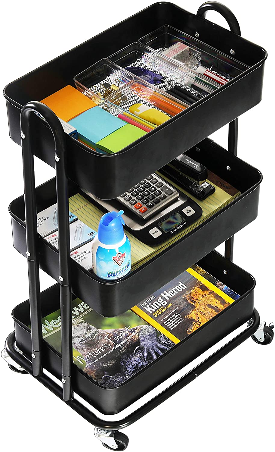 SimpleHouseware Heavy Duty 3-Tier Metal Utility Rolling Cart, Black SimpleHouseware Heavy Duty 3-Tier Metal Utility Rolling Cart, Black